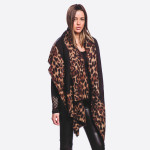 Wholesale soft touch leopard print border vest longest L Cotton Polyester