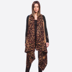 Wholesale soft touch leopard print border vest longest L Cotton Polyester