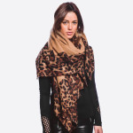Wholesale soft touch leopard print border vest longest L Cotton Polyester