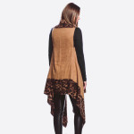 Wholesale soft touch leopard print border vest longest L Cotton Polyester
