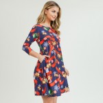 Wholesale women s Christmas nutcracker print Line dress pocket details o sleeves