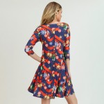 Wholesale women s Christmas nutcracker print Line dress pocket details o sleeves
