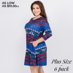 Wholesale women s plus Christmas fair isle reindeer print Line dress pocket deta
