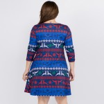 Wholesale women s plus Christmas fair isle reindeer print Line dress pocket deta