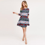 Wholesale women s Christmas fair isle reindeer print Line dress pocket details o