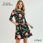Wholesale women s Christmas Ho Ho Ho Santa print Line dress pocket details o sle