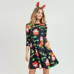 Wholesale women s Christmas Ho Ho Ho Santa print Line dress pocket details o sle