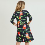 Wholesale women s Christmas Ho Ho Ho Santa print Line dress pocket details o sle