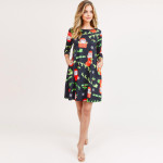Wholesale women s Christmas Ho Ho Ho Santa print Line dress pocket details o sle