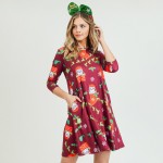 Wholesale women s Christmas Ho Ho Ho Santa print Line dress pocket details o sle