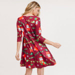 Wholesale women s Christmas Ho Ho Ho Santa print Line dress pocket details o sle