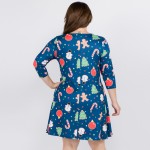 Wholesale women s plus gingerbread Christmas print line dress pocket details o s