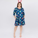 Wholesale women s plus gingerbread Christmas print line dress pocket details o s