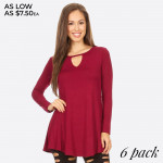 Wholesale long Sleeve Crew Neckline Tunic o Lightweight jersey tunic o Crew neck