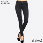 Wholesale black denim jeggings real front pack pockets polyester spandex Sold pa