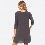 Wholesale lightweight jersey knit dress sweeps across rounded neckline falls fit