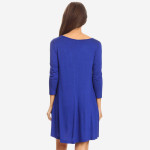 Wholesale lightweight jersey knit dress sweeps across rounded neckline falls fit