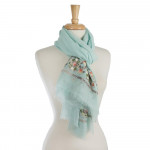 Wholesale lightweight solid scarf floral embroidery ends viscose polyester