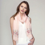 Wholesale lightweight solid scarf floral embroidery ends viscose polyester