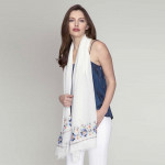 Wholesale lightweight solid scarf floral embroidery ends viscose polyester
