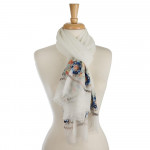 Wholesale lightweight solid scarf floral embroidery ends viscose polyester