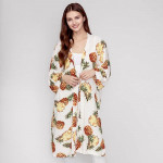 Wholesale lightweight long kimono pineapple print viscose One fits most