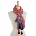 Wholesale lightweight open scarf mix prints designs tassels corners polyester