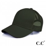 Wholesale cC Pony Cap BT CC ponytail hat mesh back Adjustable velcro back CC lea