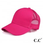 Wholesale cC Pony Cap BT CC ponytail hat mesh back Adjustable velcro back CC lea