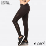 Wholesale women s Activewear Leggings Contrast Mesh Criss Cross Side Panels Soli