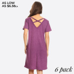 Wholesale cross Back V Neck Pocket T Shirt Dress Women Comfortable Casual Flowy