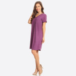 Wholesale cross Back V Neck Pocket T Shirt Dress Women Comfortable Casual Flowy