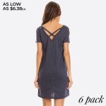 Wholesale cross Back V Neck Pocket T Shirt Dress Women Comfortable Casual Flowy
