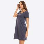 Wholesale cross Back V Neck Pocket T Shirt Dress Women Comfortable Casual Flowy