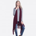 Wholesale solid knit vest fringes One fits most longest Acrylic