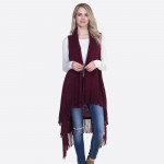 Wholesale solid knit vest fringes One fits most longest Acrylic