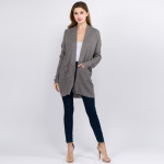 Wholesale solid color thin knit cardigan front pocket details One fits most Acry