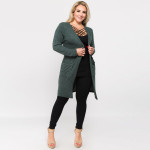 Wholesale solid color thin knit plus cardigan front pocket details Long sleeves