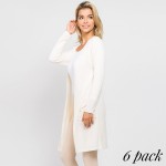 Wholesale solid color thin knit cardigan pocket details Long sleeves open front