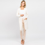 Wholesale solid color thin knit cardigan pocket details Long sleeves open front
