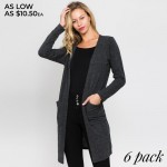Wholesale solid color thin knit cardigan pocket details Long sleeves open front