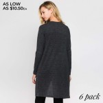 Wholesale solid color thin knit cardigan pocket details Long sleeves open front
