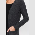 Wholesale solid color thin knit cardigan pocket details Long sleeves open front