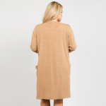 Wholesale solid color thin knit plus cardigan front pocket details Long sleeves