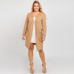 Wholesale solid color thin knit plus cardigan front pocket details Long sleeves
