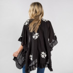 Wholesale ruffled kimono floral details Approximate cotton polyester