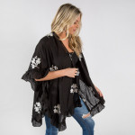 Wholesale ruffled kimono floral details Approximate cotton polyester