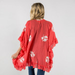 Wholesale ruffled kimono floral details One fits most Approximate cotton polyest