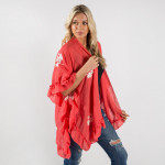 Wholesale ruffled kimono floral details One fits most Approximate cotton polyest