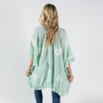 Wholesale ruffled kimono floral details One fits most Approximate cotton polyest